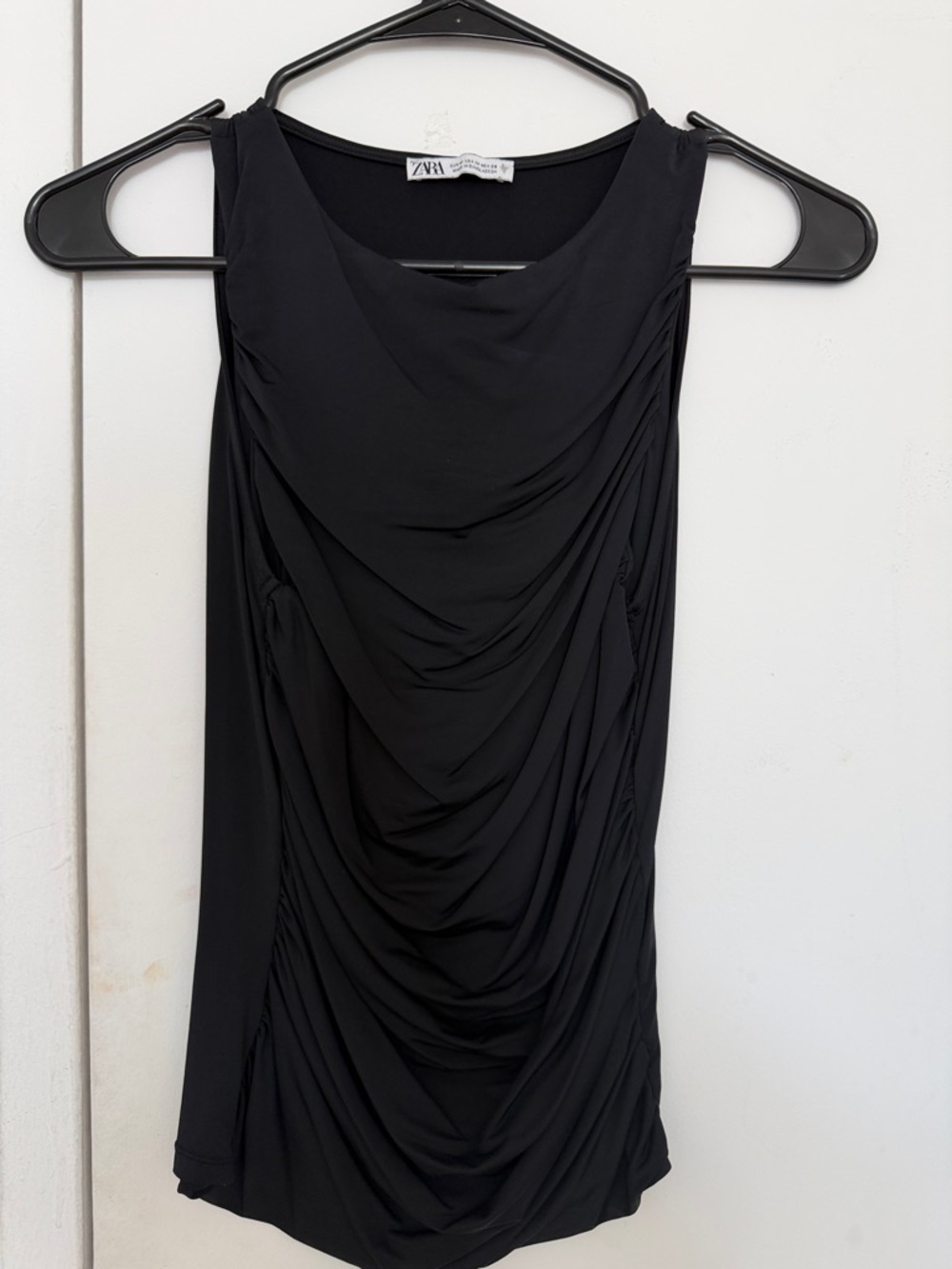 Zara Black Draped Neck Sleeveless Top